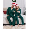 Ekouaer Couple Matching Pajamas Sets Long Sleeve Button Down Sleepwear(Green)