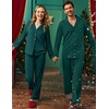 Ekouaer Couple Matching Pajamas Sets Long Sleeve Button Down Sleepwear(Green)