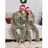Ekouaer Couple Matching Pajamas Sets Long Sleeve Button Down Sleepwear(Green Santa)