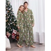 Ekouaer Couple Matching Pajamas Sets Long Sleeve Button Down Sleepwear(Green Santa)