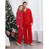 Ekouaer Couple Matching Pajamas Sets Long Sleeve Button Down Sleepwear(Red)