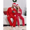 Ekouaer Couple Matching Pajamas Sets Long Sleeve Button Down Sleepwear(Red)