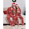 Ekouaer Couple Matching Pajamas Sets Long Sleeve Button Down Sleepwear(Red Elk)