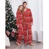 Ekouaer Couple Matching Pajamas Sets Long Sleeve Button Down Sleepwear(Red Elk)