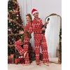 Ekouaer Couple Matching Pajamas Sets Long Sleeve Button Down Sleepwear(Red Elk)