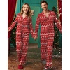 Ekouaer Couple Matching Pajamas Sets Long Sleeve Button Down Sleepwear(Red Elk)
