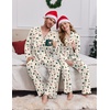 Ekouaer Couple Matching Pajamas Sets Long Sleeve Button Down Sleepwear(White Tree)