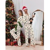 Ekouaer Couple Matching Pajamas Sets Long Sleeve Button Down Sleepwear(White Tree)