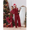 Ekouaer Couple Matching Pajamas Sets Long Sleeve Button Down Sleepwear(Wine Red)