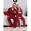 Ekouaer Couple Matching Pajamas Sets Long Sleeve Button Down Sleepwear(Wine Red)