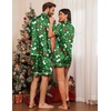 Ekouaer Couple Matching Pajamas Sets Silk Short Sleeve Button Up Sleepwear(Christmas Green)