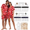Ekouaer Couple Matching Pajamas Sets Silk Short Sleeve Button Up Sleepwear(Christmas Red)