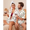 Ekouaer Couple Matching Pajamas Sets Silk Short Sleeve Button Up Sleepwear(Christmas Ski)