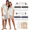 Ekouaer Couple Matching Pajamas Sets Silk Short Sleeve Button Up Sleepwear(Christmas Ski)