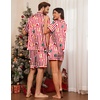 Ekouaer Couple Matching Pajamas Sets Silk Short Sleeve Button Up Sleepwear(Christmas Striped)
