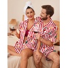 Ekouaer Couple Matching Pajamas Sets Silk Short Sleeve Button Up Sleepwear(Christmas Striped)