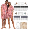 Ekouaer Couple Matching Pajamas Sets Silk Short Sleeve Button Up Sleepwear(Christmas Striped)