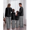 Ekouaer Family Christmas Pajamas Matching Sets Couple Pjs Holiday Sleepwear(Black Plaid Merry Christmas)
