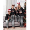 Ekouaer Family Christmas Pajamas Matching Sets Couple Pjs Holiday Sleepwear(Black Plaid Merry Christmas)