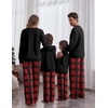 Ekouaer Family Christmas Pajamas Matching Sets Couple Pjs Holiday Sleepwear(Red Plaid Christmas Crew)