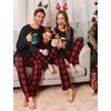 Ekouaer Family Christmas Pajamas Matching Sets Soft Pjs Sleepwear(Christmas Black)