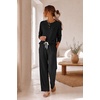 Ekouaer Lounge Sets for Women Soft 2 Piece Pajama Sets Long Sleeve Fall Outfits(Black)