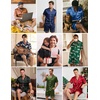Ekouaer Mens Pajamas Set Silk Satin Pjs Short Sleeve Button Up Lounge Sets(Xmas Black)