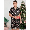 Ekouaer Mens Pajamas Set Silk Satin Pjs Short Sleeve Button Up Lounge Sets(Xmas Black)