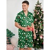 Ekouaer Mens Pajamas Set Silk Satin Pjs Short Sleeve Button Up Lounge Sets(Xmas Green)