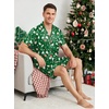 Ekouaer Mens Pajamas Set Silk Satin Pjs Short Sleeve Button Up Lounge Sets(Xmas Green)