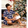 Ekouaer Mens Pajamas Set Silk Satin Pjs Short Sleeve Button Up Lounge Sets(Xmas Navy)
