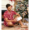 Ekouaer Mens Pajamas Set Silk Satin Pjs Short Sleeve Button Up Lounge Sets(Xmas Red)