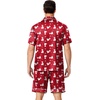 Ekouaer Mens Pajamas Set Silk Satin Pjs Short Sleeve Button Up Lounge Sets(Xmas Red)