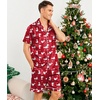 Ekouaer Mens Pajamas Set Silk Satin Pjs Short Sleeve Button Up Lounge Sets(Xmas Red)