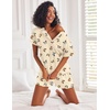 Ekouaer Pajamas Set for Women Short Sleeve Lounge Set 2 Piece Soft Cute Pjs(Beige Butterfly)