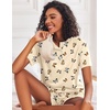 Ekouaer Pajamas Set for Women Short Sleeve Lounge Set 2 Piece Soft Cute Pjs(Beige Butterfly)