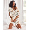 Ekouaer Pajamas Set for Women Short Sleeve Lounge Set 2 Piece Soft Cute Pjs(Beige Cat)