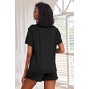 Ekouaer Pajamas Set for Women Short Sleeve Lounge Set 2 Piece Soft Cute Pjs(Black)