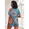 Ekouaer Pajamas Set for Women Short Sleeve Lounge Set 2 Piece Soft Cute Pjs(Blue Round Flower)