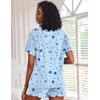 Ekouaer Pajamas Set for Women Short Sleeve Lounge Set 2 Piece Soft Cute Pjs(Blue Star)
