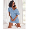 Ekouaer Pajamas Set for Women Short Sleeve Lounge Set 2 Piece Soft Cute Pjs(Clear Blue Floral)