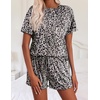 Ekouaer Pajamas Set for Women Short Sleeve Lounge Set 2 Piece Soft Cute Pjs(Gray Black Leopard)