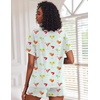 Ekouaer Pajamas Set for Women Short Sleeve Lounge Set 2 Piece Soft Cute Pjs(Green Cocktail Glass)