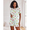 Ekouaer Pajamas Set for Women Short Sleeve Lounge Set 2 Piece Soft Cute Pjs(Green Cocktail Glass)