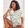 Ekouaer Pajamas Set for Women Short Sleeve Lounge Set 2 Piece Soft Cute Pjs(Green Cocktail Glass)