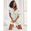 Ekouaer Pajamas Set for Women Short Sleeve Lounge Set 2 Piece Soft Cute Pjs(Green Cocktail Glass)