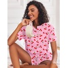 Ekouaer Pajamas Set for Women Short Sleeve Lounge Set 2 Piece Soft Cute Pjs(Pink Cherry)