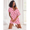 Ekouaer Pajamas Set for Women Short Sleeve Lounge Set 2 Piece Soft Cute Pjs(Pink Cherry)