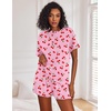 Ekouaer Pajamas Set for Women Short Sleeve Lounge Set 2 Piece Soft Cute Pjs(Pink Cherry)