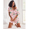 Ekouaer Pajamas Set for Women Short Sleeve Lounge Set 2 Piece Soft Cute Pjs(Pink Christmas Print)